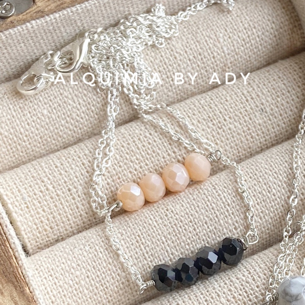 Alquimia sterling silver and crystal balance bar delicate dainty necklace - Picture 3 of 5